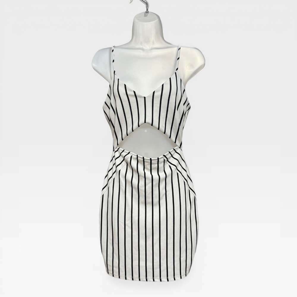 Windsor Mini Dress Womens Medium White‎ Excellent Striped Cutout Bodycon